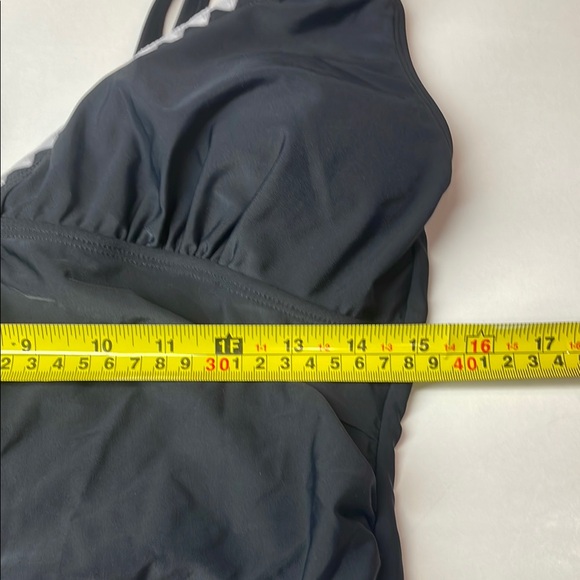 👠 Sporlike Black One-Piece Swimsuit with White Trim - NWT - Picture 8 of 10